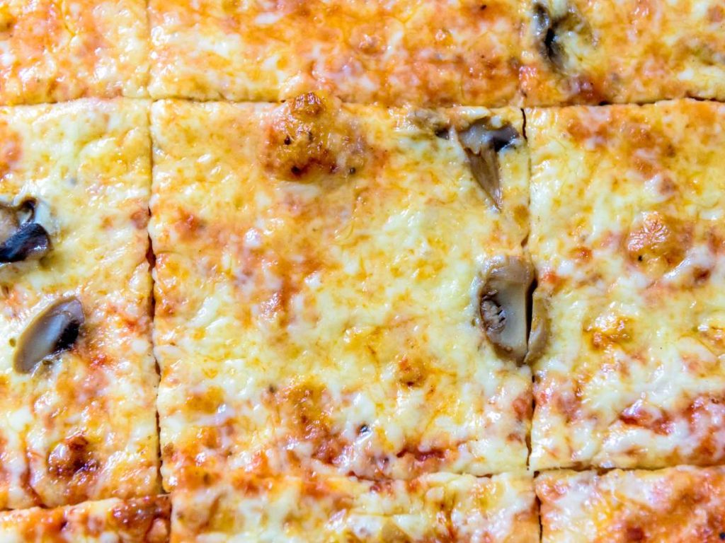 A square cut pizza, popular in the Midwest USA.